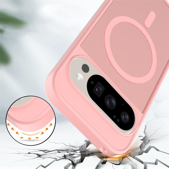 Matt tok Google Pixel 10 / 10 Pro, MagSafe-hoz, áttetsző rózsaszínű