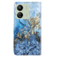 Pattintható tok a Xiaomi Redmi 13C / Poco C65, Wallet, Marble kék