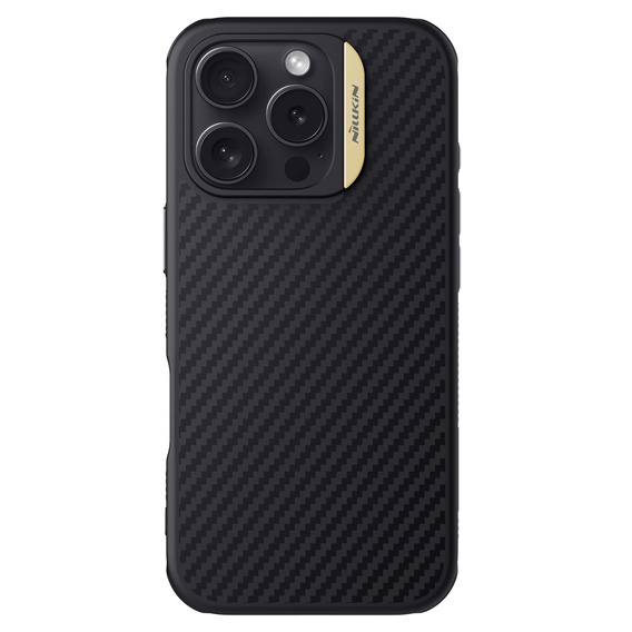 Tok iPhone 16 Pro, páncélozott Nillkin, Carbon Fiber, Magsafe, arany
