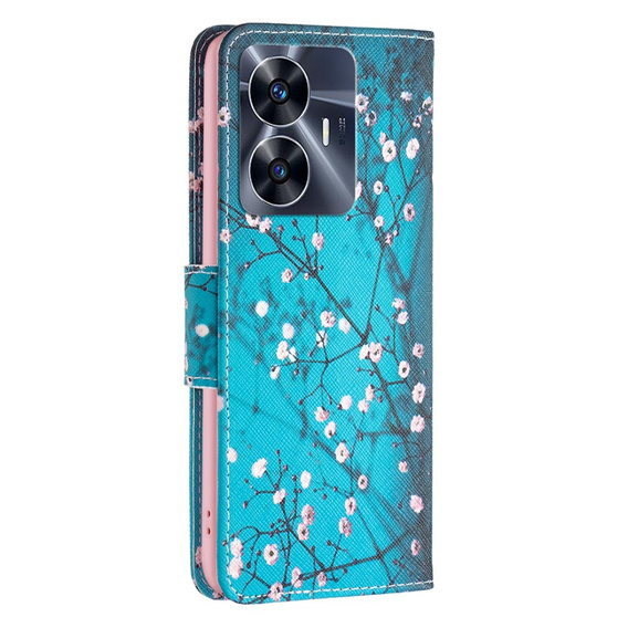 Pattintható tok a Realme C55, Wallet, Sakura, kék