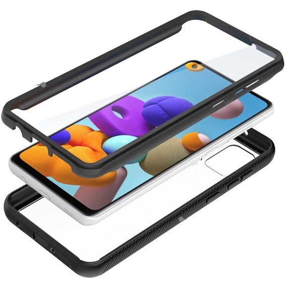 Tok Samsung Galaxy A21S készülékhez, Shockproof, fóliával, kék