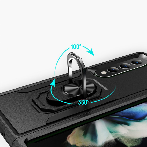 Páncélozott telefontok a do Samsung Galaxy Z Fold 4 5G, Nox Case Ring, fekete