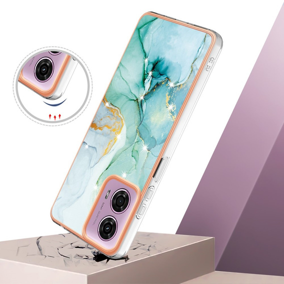 Védő tok Motorola Moto G24 / G24 Power / G04, Marble Slim Case, zöld