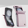 CASEME flip tok Samsung Galaxy Z Flip5 5G, Litchi Wallet, rózsaszín