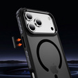 Matt tok iPhone 17 Pro Max készülékhez, páncélozott, MagSafe-hoz, füstszínű, fekete oldallal
