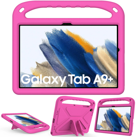 Gyermek tok Samsung Galaxy Tab A9+, Gyermek tok fogantyúval, rózsaszín