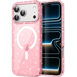 Tok iPhone 17 Pro Max készülékhez, MagSafe, csillogó - áttetsző rózsaszín