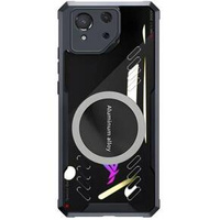 Tok ASUS ROG Phone 8 Pro, mágneses lemezzel, átlátszó / fekete