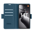 Tok Xiaomi 14T Pro, ERBORD Glossy Litchi, pénztárca patenttal, kék