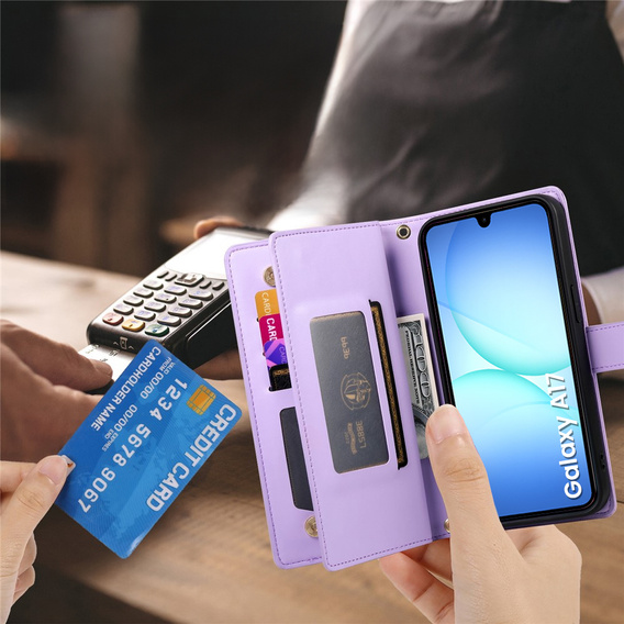 Wallet Zipper Pocket flip tok Samsung Galaxy A17 5G, Wallet Zipper Pocket, lila