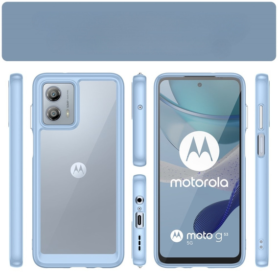 Telefontok a Motorola Moto G53 5G, Fusion Hybrid, átlátszó / kék