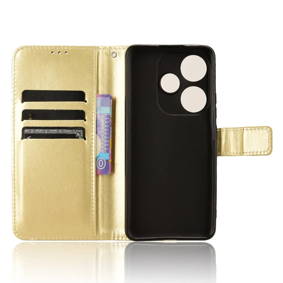 Pattintható tok a Xiaomi Poco F6, Crazy Horse Wallet, arany
