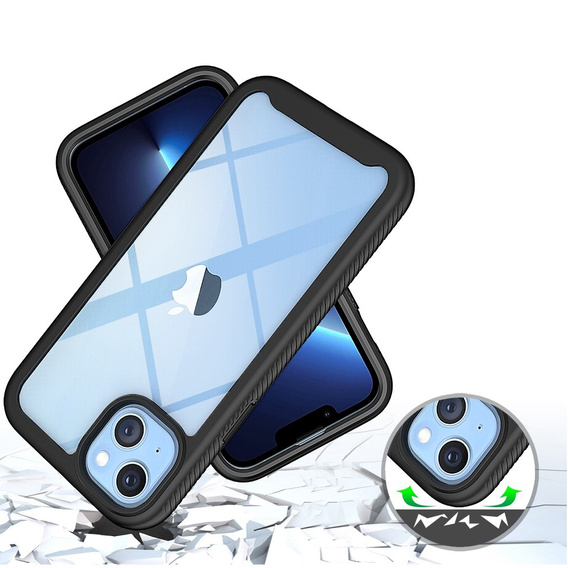 Tok iPhone 14 készülékhez, Shockproof, fóliával, fekete