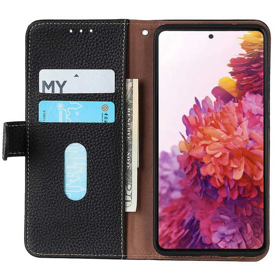 KHAZNEH RFID tok OnePlus 12R, Litchi textúra, fekete