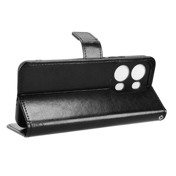 Pattintható tok a Oppo Reno 13 Pro, Crazy Horse Wallet, fekete