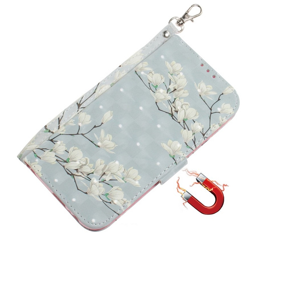 Pattintható tok a Infinix Hot 40i, Wallet, Magnolia Flowers szürke