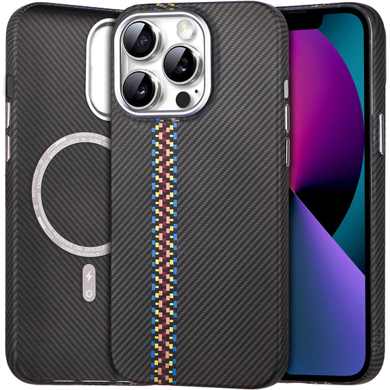 Tok iPhone 13, Carbon Fiber MagSafe, fekete