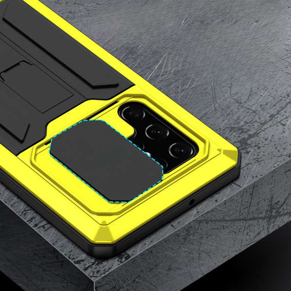 Páncélozott tok a Samsung Galaxy S22 Ultra, R-JUST CamShield Slide, sárga