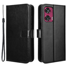 Pattintható tok a Motorola Edge 50 Fusion 5G, Crazy Horse Wallet, fekete
