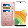Pattintható tok a Samsung Galaxy A25 5G, Butterfly Flower, rózsaszín rose gold
