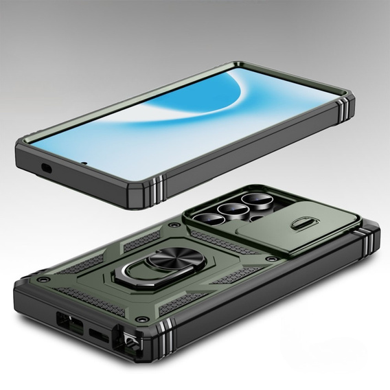 Telefontok a Samsung Galaxy S25 Ultra, KickStand Camera Lens, sötétzöld