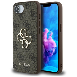 GUESS Telefontok a iPhone 16E, 4G Big Metal Logo, barna