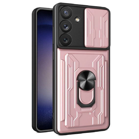 Páncélozott tok a Samsung Galaxy A54 5G, Camera Slide Card Slot, rózsaszín rose gold