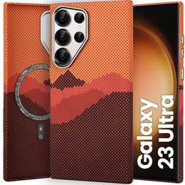 Tok Samsung Galaxy S23 Ultra, Carbon Fiber MagSafe, narancssárga