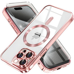 Tok iPhone 15 Pro Max-hoz, Electro MagSafe, rózsaszín + üveg a képernyőhöz