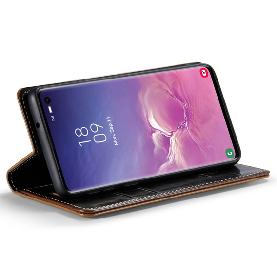 CASEME flip tok Samsung Galaxy S10+ Plus, Waxy Textured, kávé