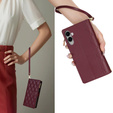 Flap tok Samsung Galaxy S25 Edge, Rhombus Crossbody Leather, bordó