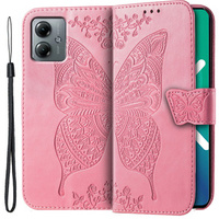 Pattintható tok a Motorola Moto G14, Butterfly, rózsaszín