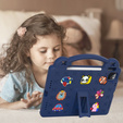 Gyermek tok iPad Air 10.9" 2022/2020 (5/4 gen.) / Pro 11" 2022/2021/2020 (4/3/2 gen.), Cute Patterns, állvánnyal, sötétkék