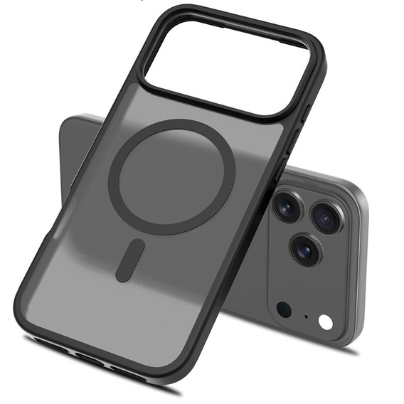 Matt tok iPhone 17 Pro készülékhez, MagSafe-hoz, áttetsző fekete