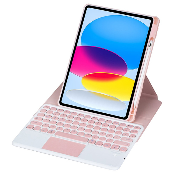 Billentyűzet tok iPad 11" 2025 A16 (11 gen.) / iPad 10.9" 2022 (10 gen.), Rotary 360° Leather, rózsaszín rose gold