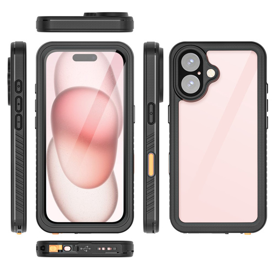 IP68 vízálló tok a iPhone 16, fekete