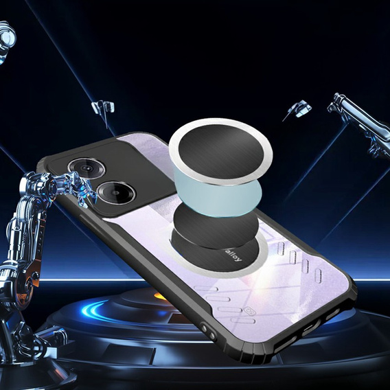 Tok Xiaomi Poco M7 Pro 5G, mágneses lemezzel, átlátszó / fekete