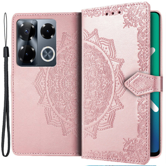 Pattintható tok a Infinix Note 40 Pro Plus, Mandala, rózsaszín rose gold