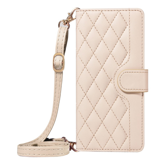 Flap tok Motorola Edge 50 Neo / Motorola ThinkPhone 25, Rhombus Crossbody Leather, bézs színű