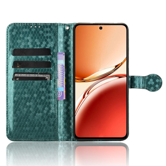 Flap tok Oppo Reno 12FS / 12F, Wallet Rhombus, zöld