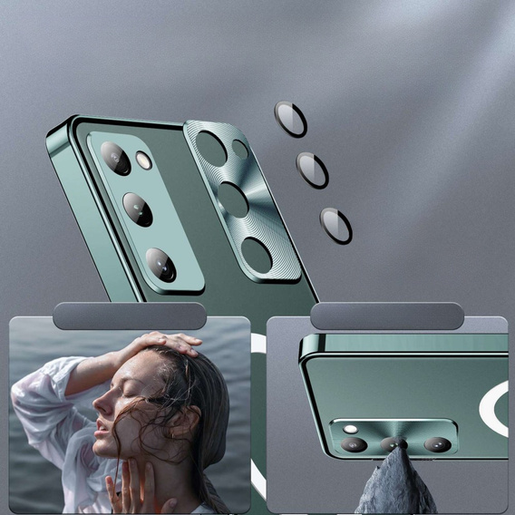 Kameravédő tok Samsung Galaxy S20 FE, CamShield MagSafe, átlátszó / zöld