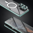 Magnetic Dual Glass MagSafe tok Samsung Galaxy S24 Ultra, zöld