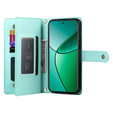 Pattintható tok a Realme 14 Pro 5G, Wallet Zipper Pocket, menta