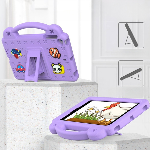 Gyermek tok iPad mini 7.9" 2019/2015/2014/2013/2012 (5/4/3/2/1 gen.), Cute Patterns, állvánnyal, lila