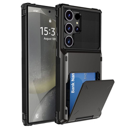 Tok Samsung Galaxy S25 Ultra, Card Holder Kickstand, fekete