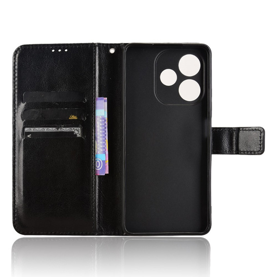 Pattintható tok a Oppo A5 Pro 5G, Crazy Horse Wallet, fekete