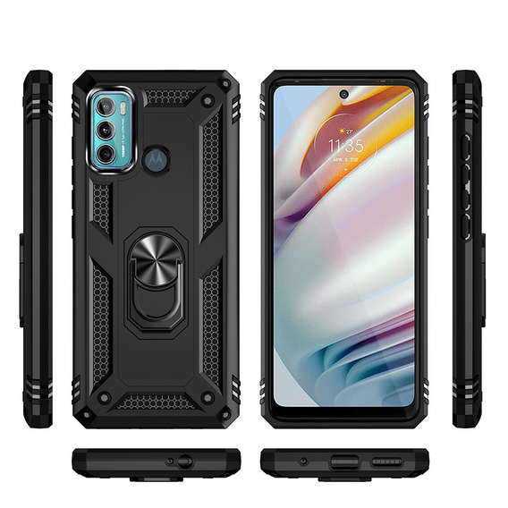 Páncélozott telefontok a Motorola Moto G60, Nox Case Ring, fekete