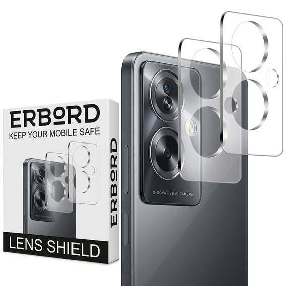 2x ERBORD edzett üveg a kamera számára, hogy Oppo A79 5G, átlátszó