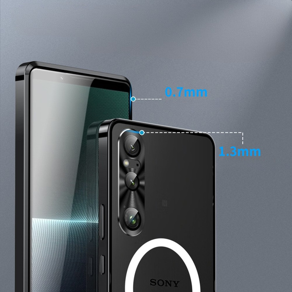 Kameravédő tok Sony Xperia 1 VI, CamShield MagSafe, fekete