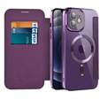 Pattintható tok a iPhone 12, RFID Wallet MagSafe CamShield, lila